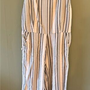 Jessica Striped Sleeveless Jumpsuit in White and Navy